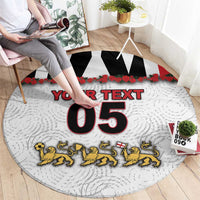 Custom England Football Round Carpet Gold Lions And Minimalist Floral