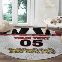 Custom England Football Round Carpet Gold Lions And Minimalist Floral