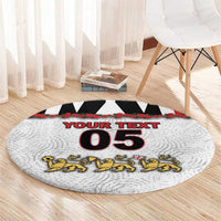 Custom England Football Round Carpet Gold Lions And Minimalist Floral