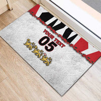 Custom England Football Rubber Doormat Gold Lions And Minimalist Floral