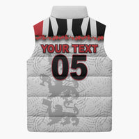 Custom England Football Sleeveless Puffer Jacket Gold Lions And Minimalist Floral