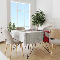 Custom England Football Tablecloth Gold Lions And Minimalist Floral