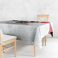 Custom England Football Tablecloth Gold Lions And Minimalist Floral
