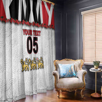 Custom England Football Window Curtain Gold Lions And Minimalist Floral