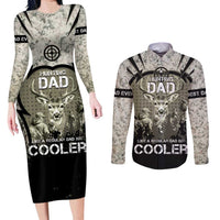 Deer Hunting Fathers Day Couples Matching Long Sleeve Bodycon Dress and Long Sleeve Button Shirt Best Dad Ever