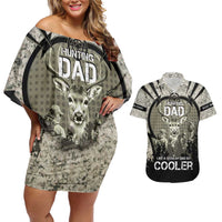 Deer Hunting Fathers Day Couples Matching Off Shoulder Short Dress and Hawaiian Shirt Best Dad Ever
