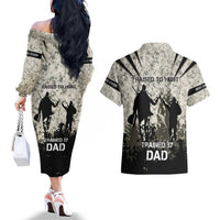 Deer Hunting Fathers Day Couples Matching Off The Shoulder Long Sleeve Dress and Hawaiian Shirt Best Dad Ever