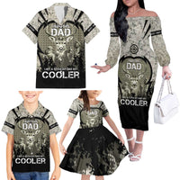 Deer Hunting Fathers Day Family Matching Off The Shoulder Long Sleeve Dress and Hawaiian Shirt Best Dad Ever