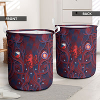 Czech Republic Football Laundry Basket Art Nouveau Patterns With National Lion