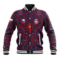 Custom Czech Republic Football Baseball Jacket Art Nouveau Patterns With National Lion