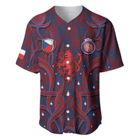 Custom Czech Republic Football Baseball Jersey Art Nouveau Patterns With National Lion