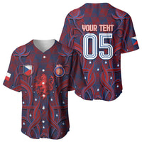 Custom Czech Republic Football Baseball Jersey Art Nouveau Patterns With National Lion