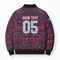 Custom Czech Republic Football Bomber Puffer Jacket Art Nouveau Patterns With National Lion