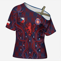 Custom Czech Republic Football Cross Shoulder Shirt Art Nouveau Patterns With National Lion