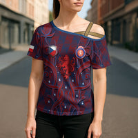 Custom Czech Republic Football Cross Shoulder Shirt Art Nouveau Patterns With National Lion