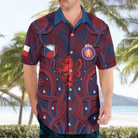 Custom Czech Republic Football Hawaiian Shirt Art Nouveau Patterns With National Lion