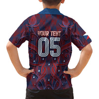 Custom Czech Republic Football Kid Hawaiian Shirt Art Nouveau Patterns With National Lion