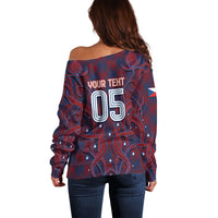 Custom Czech Republic Football Off Shoulder Sweater Art Nouveau Patterns With National Lion