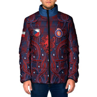 Custom Czech Republic Football Padded Jacket Art Nouveau Patterns With National Lion