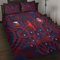 Czech Republic Football Quilt Bed Set Art Nouveau Patterns With National Lion