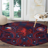 Czech Republic Football Round Carpet Art Nouveau Patterns With National Lion
