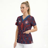 Custom Czech Republic Football Scrub Top Art Nouveau Patterns With National Lion