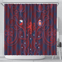 Czech Republic Football Shower Curtain Art Nouveau Patterns With National Lion