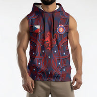Custom Czech Republic Football Sleeveless Hoodie Art Nouveau Patterns With National Lion