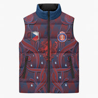 Custom Czech Republic Football Sleeveless Puffer Jacket Art Nouveau Patterns With National Lion