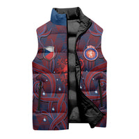 Custom Czech Republic Football Sleeveless Puffer Jacket Art Nouveau Patterns With National Lion