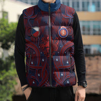 Custom Czech Republic Football Sleeveless Puffer Jacket Art Nouveau Patterns With National Lion