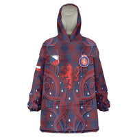 Custom Czech Republic Football Wearable Blanket Hoodie Art Nouveau Patterns With National Lion