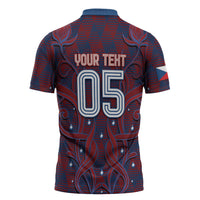 Custom Czech Republic Football Zipper Polo Shirt Art Nouveau Patterns With National Lion