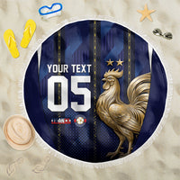 Custom France Football Beach Blanket Gallic Rooster Luxury Sport Style