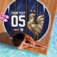 Custom France Football Beach Blanket Gallic Rooster Luxury Sport Style