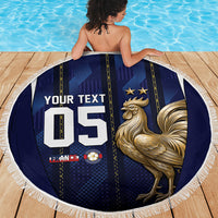 Custom France Football Beach Blanket Gallic Rooster Luxury Sport Style