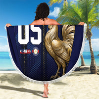 Custom France Football Beach Blanket Gallic Rooster Luxury Sport Style