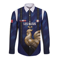 Custom France Football Long Sleeve Button Shirt Gallic Rooster Luxury Sport Style