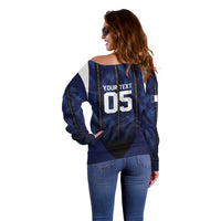 Custom France Football Off Shoulder Sweater Gallic Rooster Luxury Sport Style