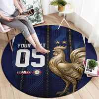 Custom France Football Round Carpet Gallic Rooster Luxury Sport Style