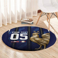 Custom France Football Round Carpet Gallic Rooster Luxury Sport Style
