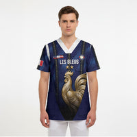 Custom France Football Scrub Top Gallic Rooster Luxury Sport Style