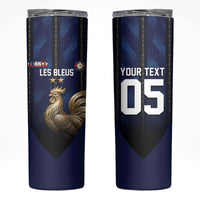 Custom France Football Skinny Tumbler Gallic Rooster Luxury Sport Style