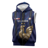 Custom France Football Sleeveless Zip Hoodie Gallic Rooster Luxury Sport Style