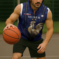 Custom France Football Sleeveless Zip Hoodie Gallic Rooster Luxury Sport Style