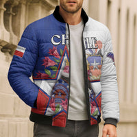 Personalized Chile Bomber Puffer Jacket Andean Condor With Chilean Bellflower - Wonder Print Shop