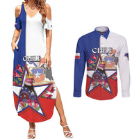 Personalized Chile Couples Matching Summer Maxi Dress and Long Sleeve Button Shirt Andean Condor With Chilean Bellflower - Wonder Print Shop