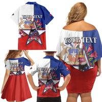 Personalized Chile Family Matching Off Shoulder Short Dress and Hawaiian Shirt Andean Condor With Chilean Bellflower - Wonder Print Shop