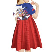 Personalized Chile Kid Short Sleeve Dress Andean Condor With Chilean Bellflower - Wonder Print Shop