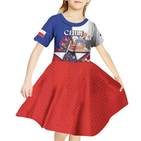 Personalized Chile Kid Short Sleeve Dress Andean Condor With Chilean Bellflower - Wonder Print Shop